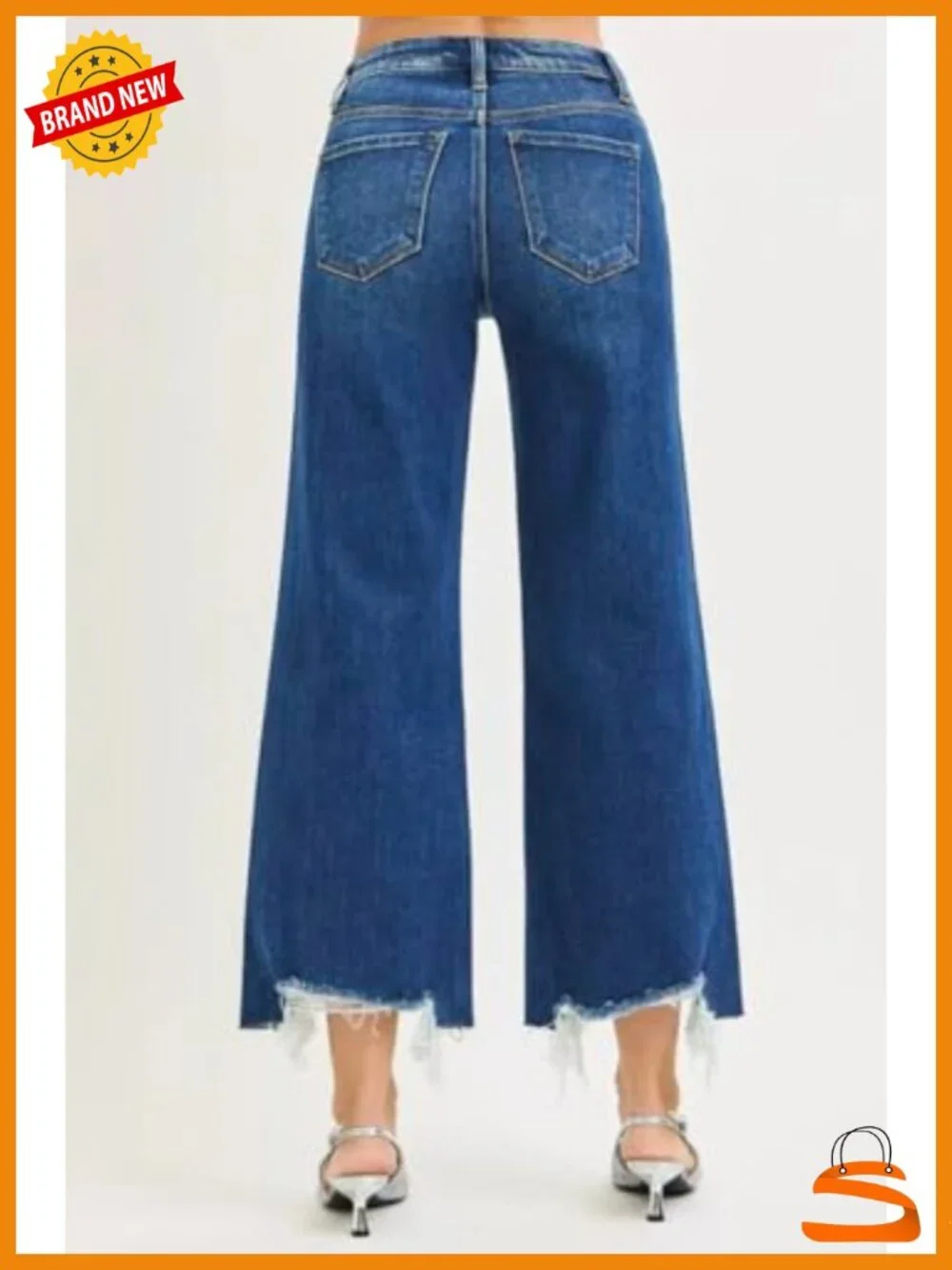 High Rise Cropped Wide Leg Jeans - Cotton Stretch